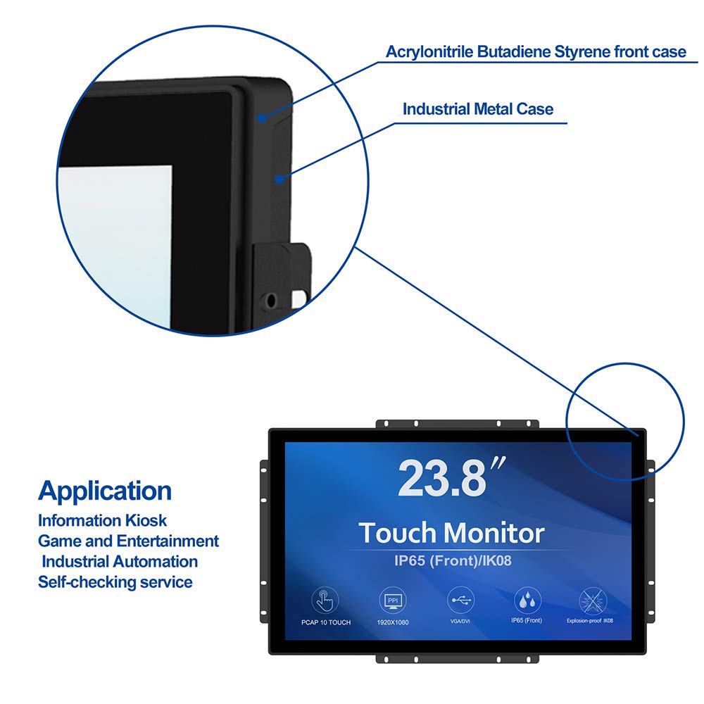 Greentouch 23.8 Inch 10 Points Open Frame Pcap Touchscreen Monitor   Industrial Touch Display  16:9  Tft Lcd