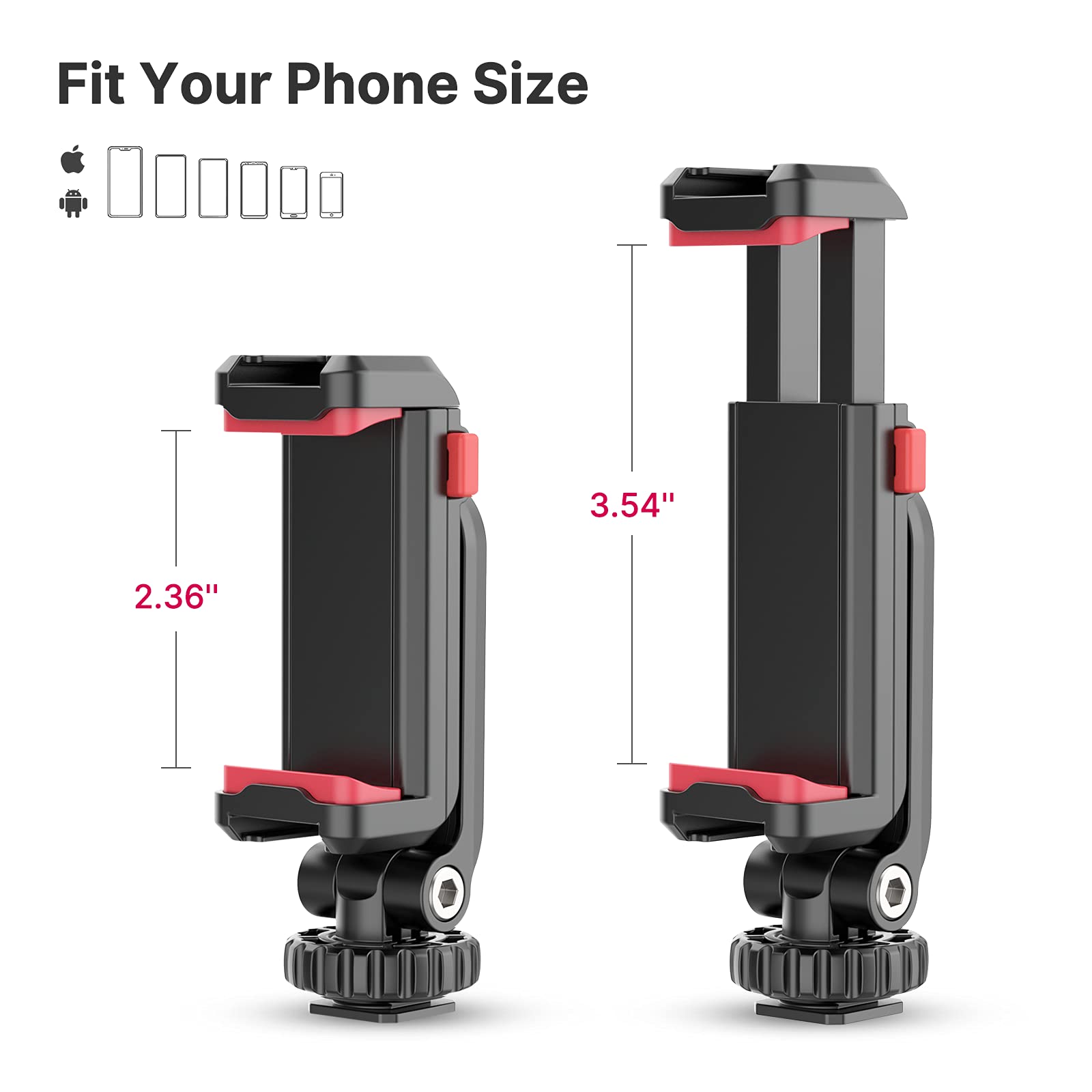Ulanzi St 06S Phone Tripod Mount, Universal Smartphone Mount Adapter With 2 Cold Shoe, 360 Rotates Adjustable Cell Phone Clip Cl