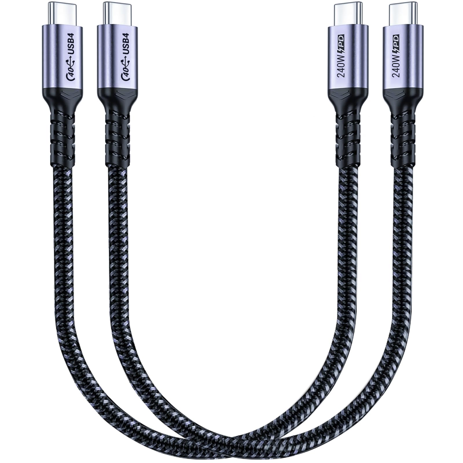 Sumpk 1Ft Usb 4 Cable 2 Packs, 240W Usb C To Usb C Cable, 40Gbps High Speed Data Transfer And Single 8K Or Dual 4K Display Video