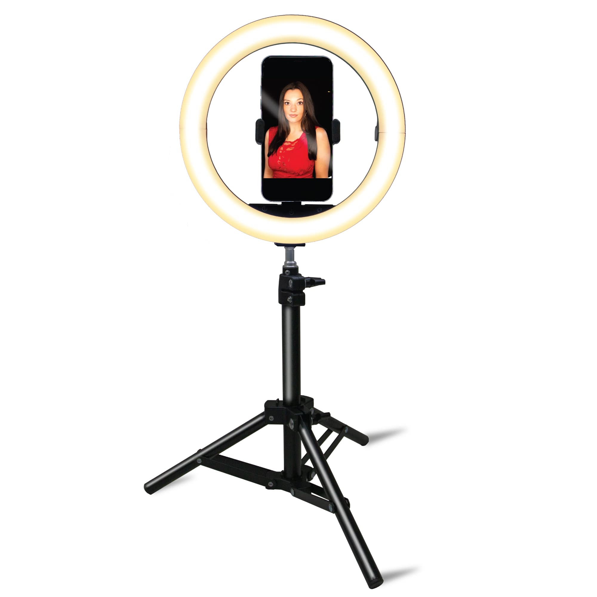 Dracast Halo Plus Series Led100 | 10'' Compact Foldable Dimmable Led Video Ring Light Kit With Phone Holder And Light Stand | Bi