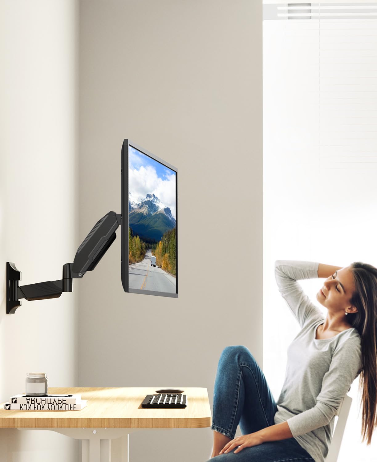 Mount Pro Monitor Wall Mount For Max 32 Inch Computer Screen, Premium Heavy Duty Single Monitor Arm, Full Motion Wall Monitor Mo