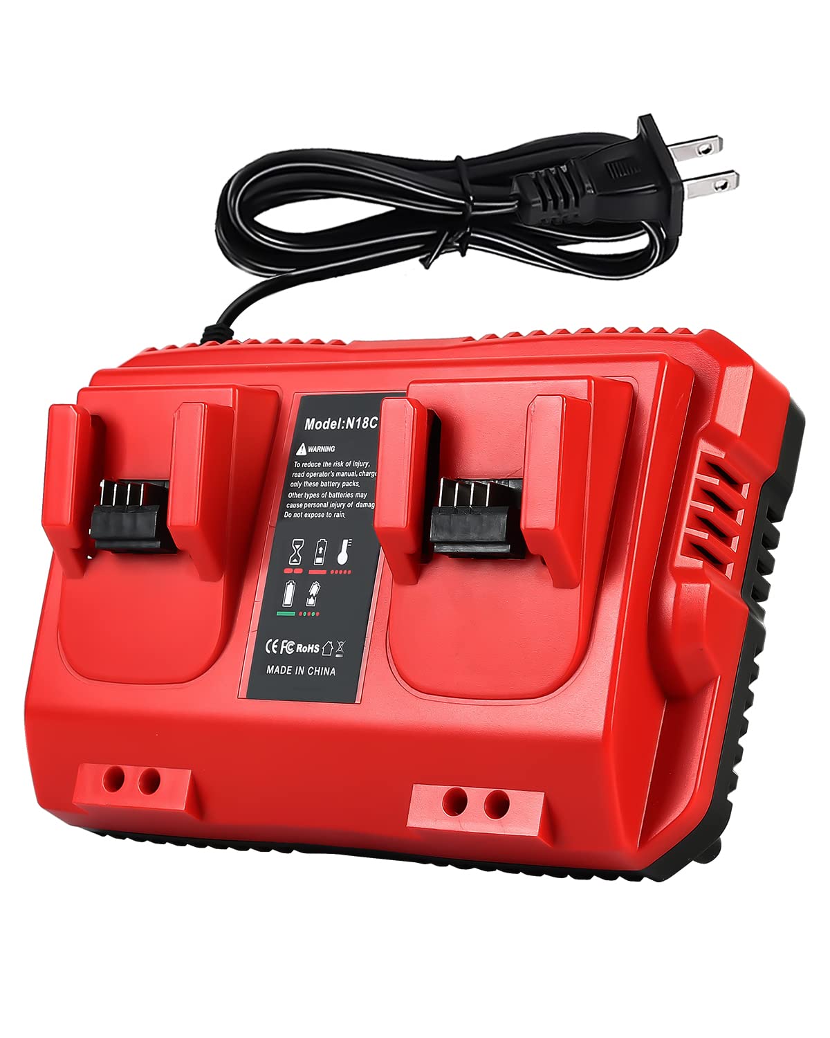 Lenoya 18V Rapid Charger Replacement For Milwaukee M18 Battery Charger Station 2Ports 48 59 1802 48 59 1812 Compatible With M 18