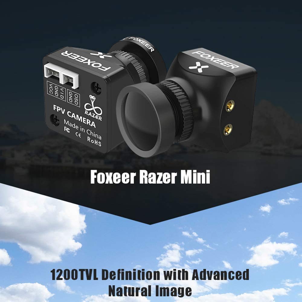 Fpv Camera Foxeer Razer Mini 1/3 Cmos Hd 5Mp 2.1Mm Lens 1200Tvl 4:3 Pal/Ntsc Switchable Support 4.5V 25V Input Voltage For Fpv Q