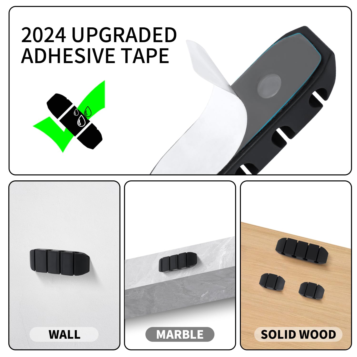 16 Pcs Cable Management Kit Black Cable Clips Holders Multi Purpose Self Adhesive Cable Cord Clips Charging Usb Wire Organizer F