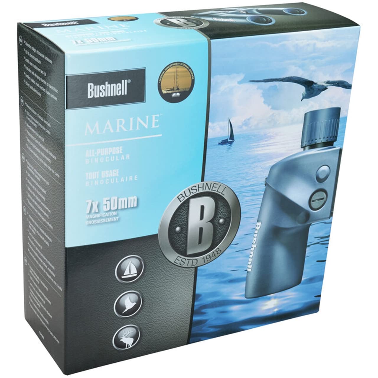 Bushnell Marine 7X50 Binocular, Waterproof/Fogproof Binoculars With Internal Rangefinder And Illuminated Compass