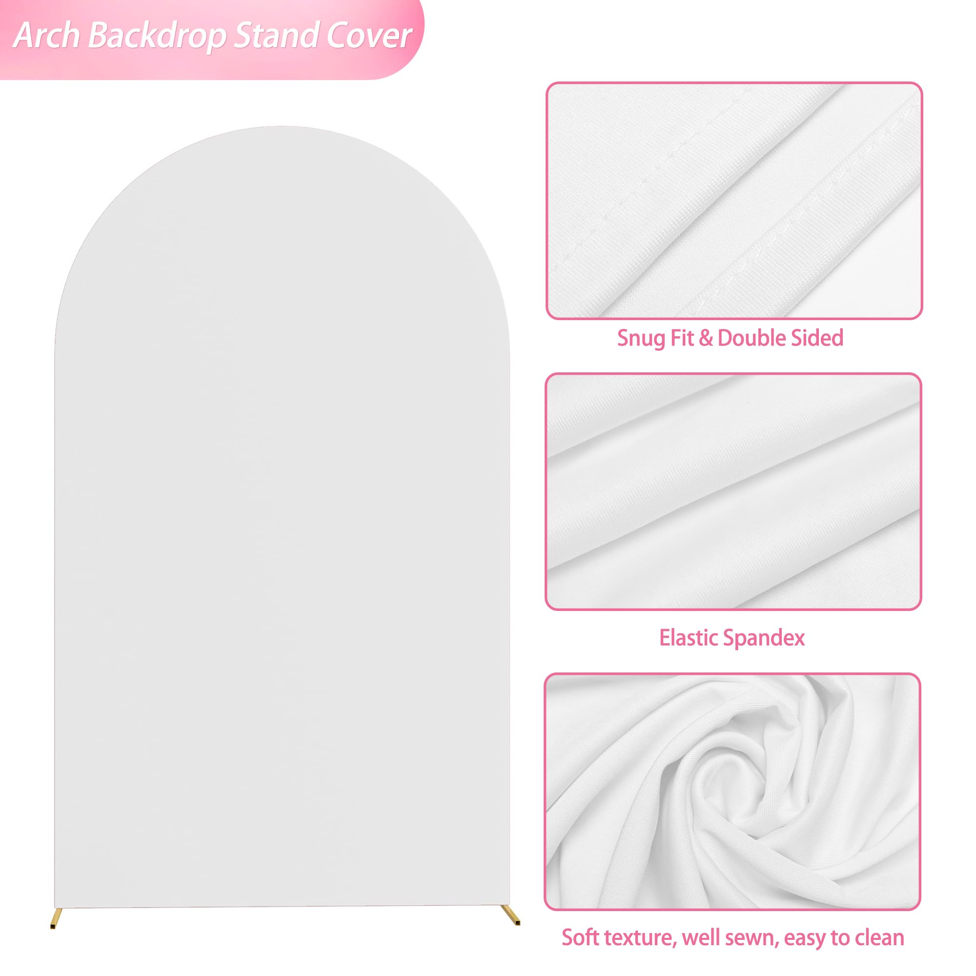 Wokceer Wedding Arch Cover 8Ft Spandex Fitted Wedding Arch Stand Covers Round Top Chiara Arch Backdrop Cover For Birthday Party