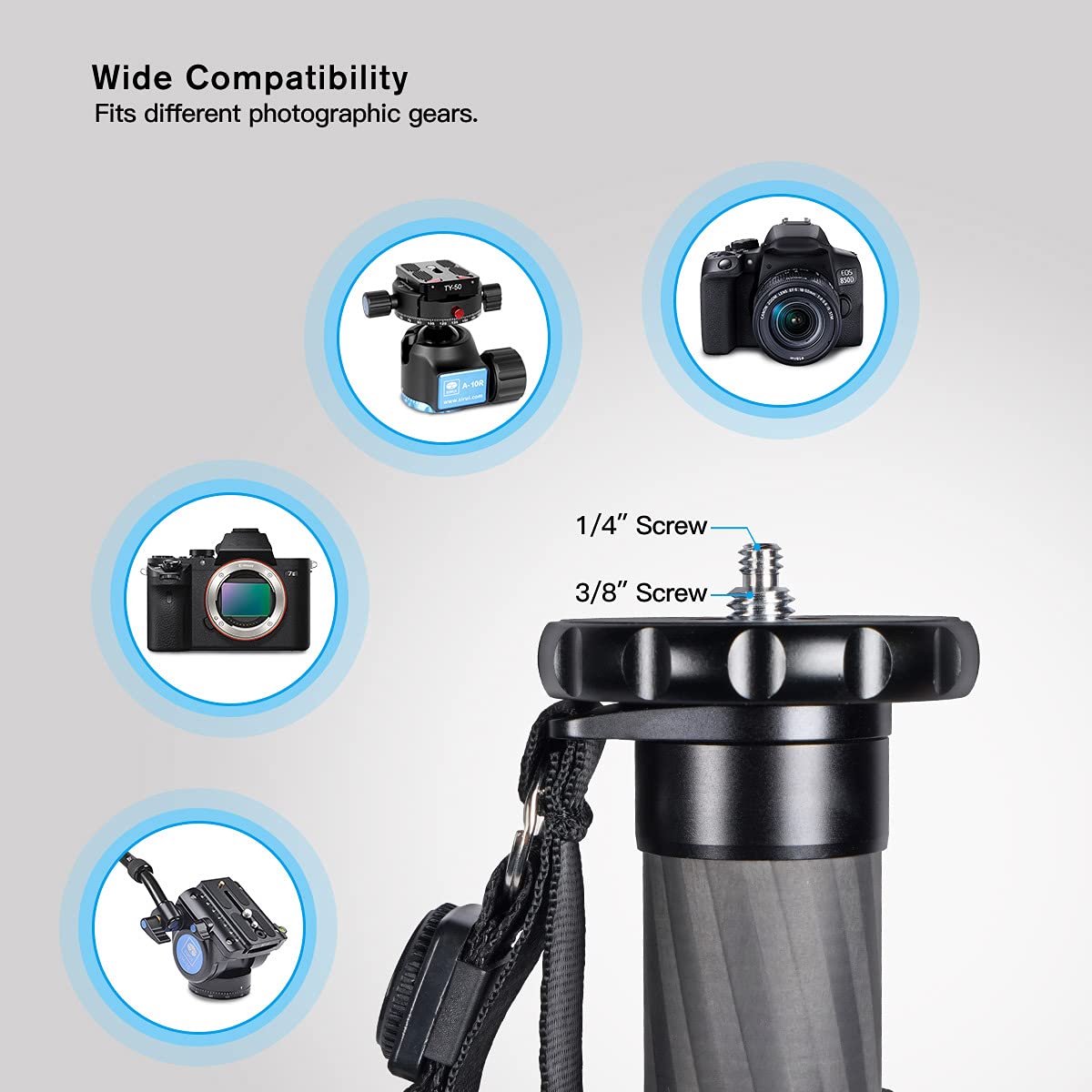 Sirui Camera Monopod P 326 6 Section Carbon Fiber Compact Lightweight Travel Monopod