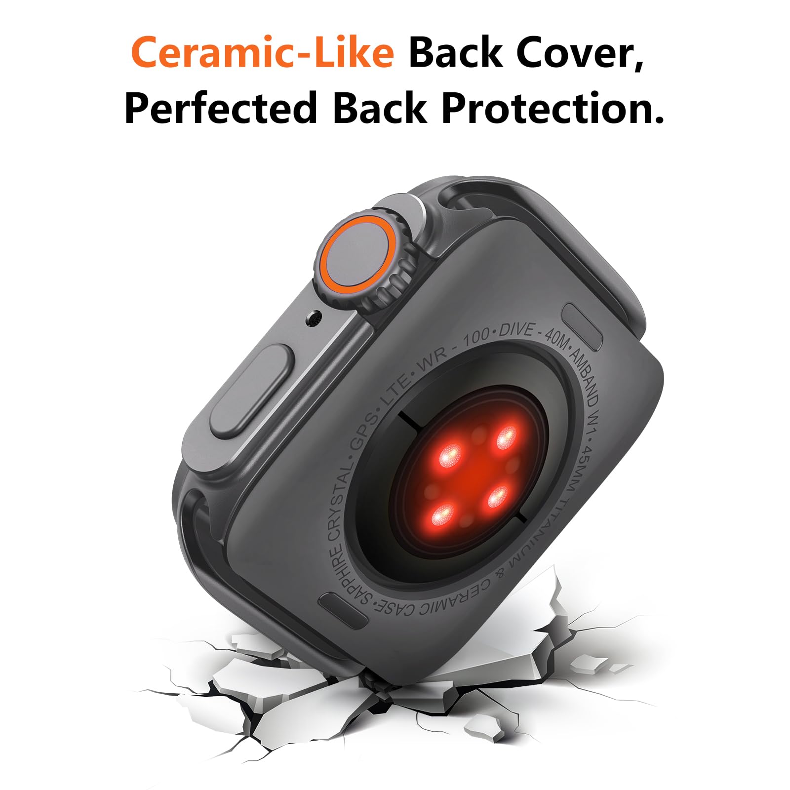 Amband 3 In 1 Metal Case Compatible With Apple Watch Series 9/8/7 45Mm, W1 Protector Rugged Bumper With Watch Crown + Watch Back