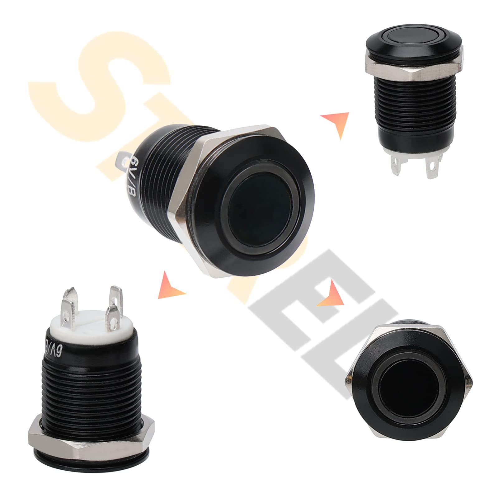 Starelo 12Mm Computer Case Diy Restart Instant Button Installation And Replacement, Metal Self Resetting Button Switch, Blue Led