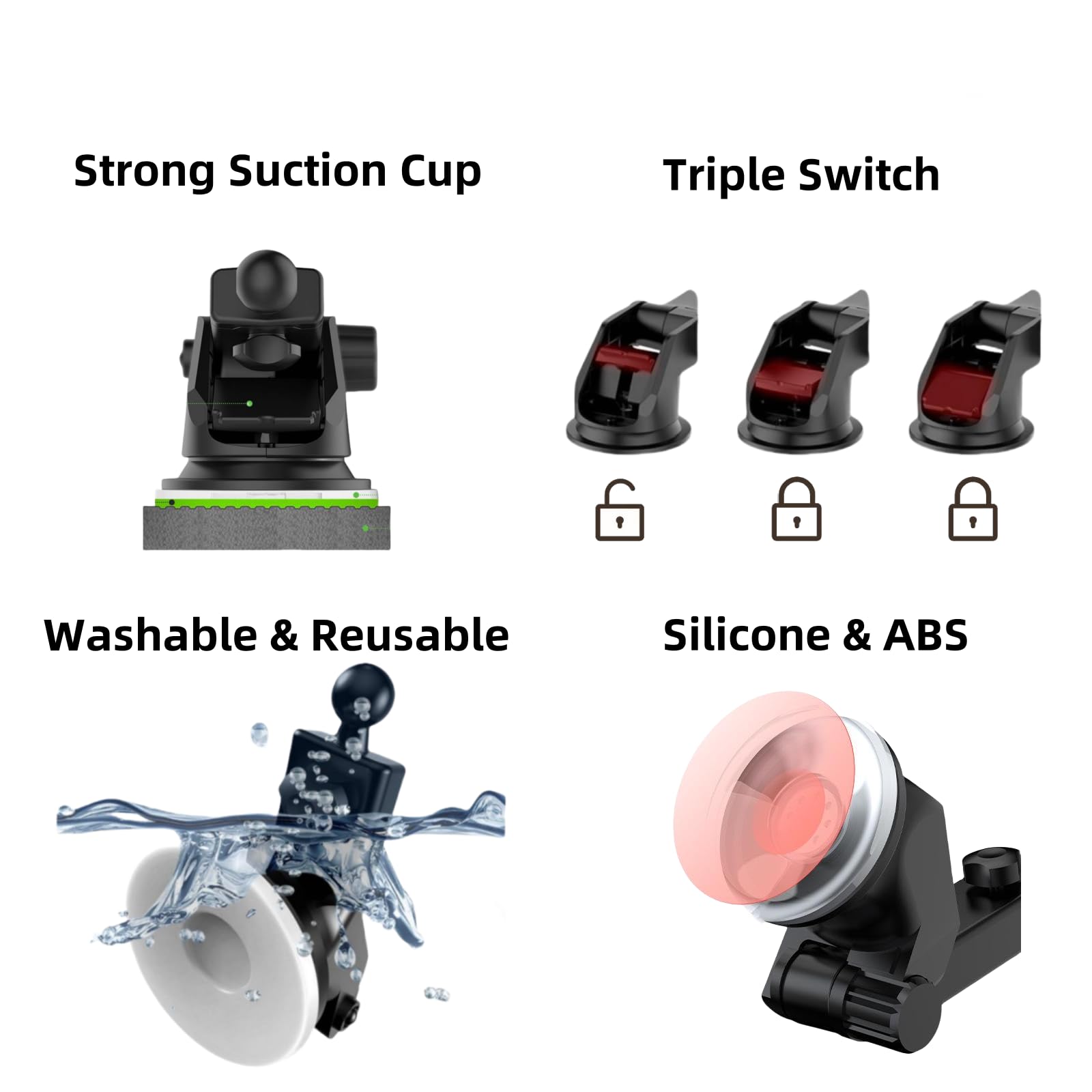 Epronic Flexible Dashboard Suction Cup Bracket Mount For Carplay Screen Monitor, Compatible With Most 7Inch 9Inch 9.3 Inch 10.26