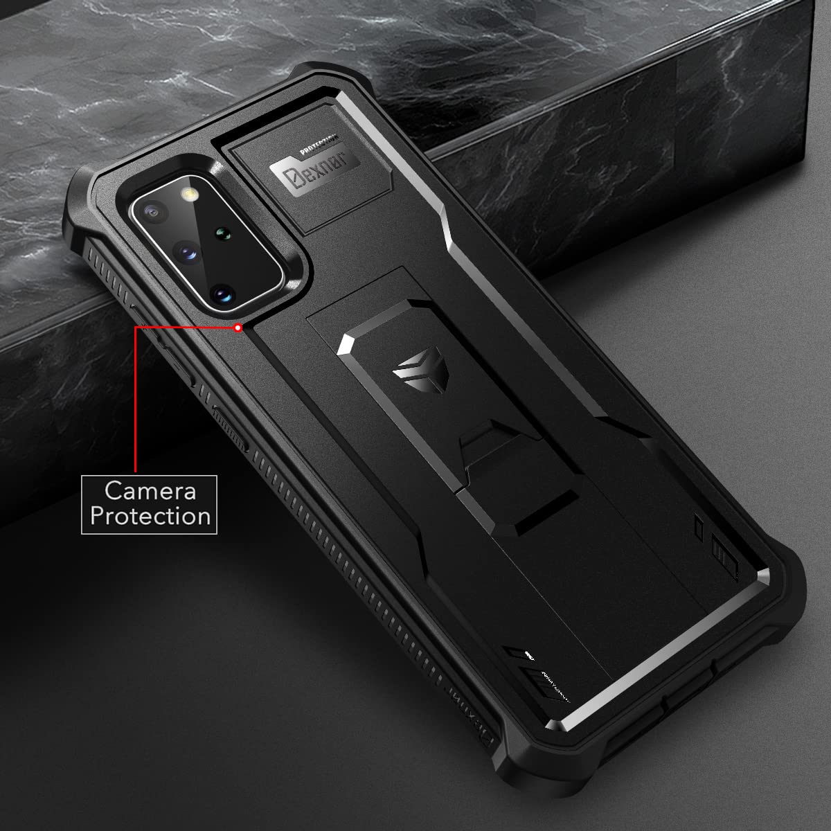 Dexnor For Samsung S20 Plus Case, [Built In Screen Protector And Kickstand] Heavy Duty Military Grade Protection Shockproof Prot
