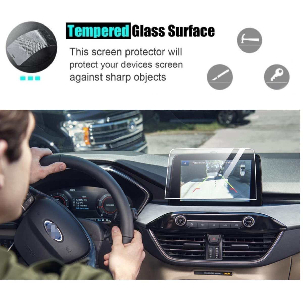 Screen Protector Compatible With 2020 2021 Ford Escape Sync3 Touch Screen,Anti Glare,Anti Scratch,Shock Resistant,Flyingchan,Navigation Accessories