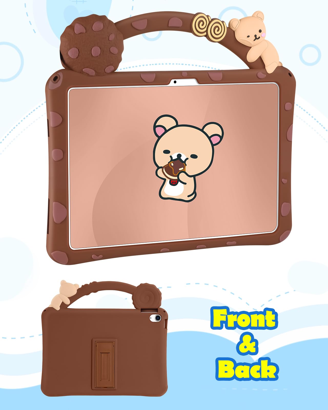 Wazzasoft For Ipad 10Th Generation Case 10.9 Inch Girls Boys Cute Kawaii Cover 3D Cartoon Girly Women Soft Silicone With Rotatin