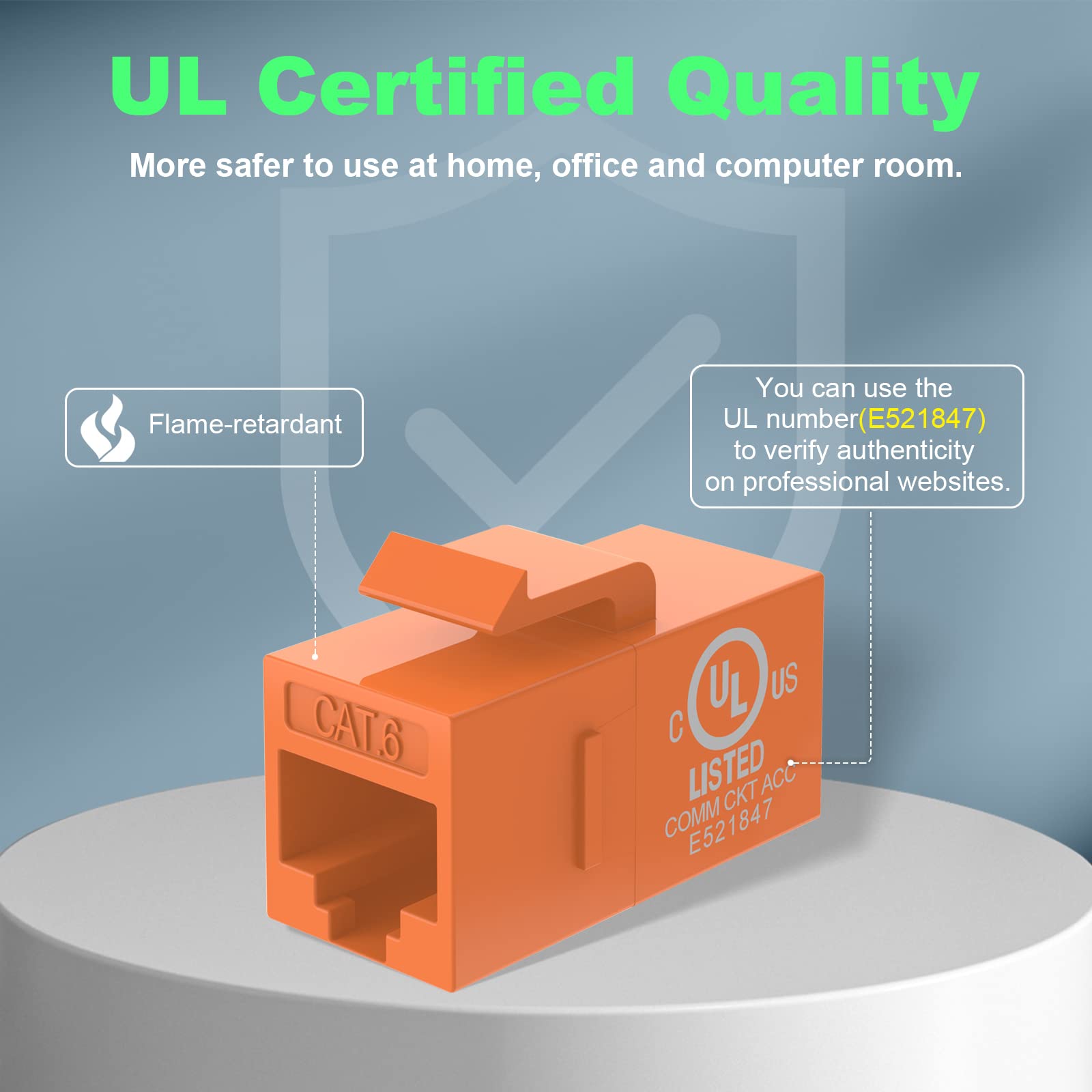 Vce Rj45 Cat6 Keystone Jacks Slim Profile Ul Listed 25 Pack, 90 Degree Ethernet Punch Down Keystone Jack Adapter In Orange