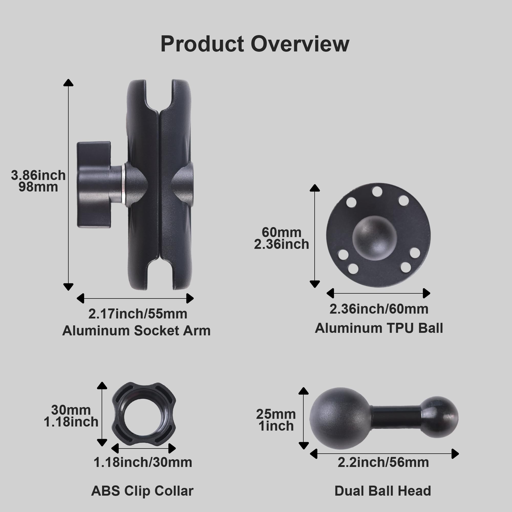 Teqable Industrial Tablet Mount For Truck&Vehicle, Heavy Duty Drill Base Ipad Mount Holder For Car, Adjustable Aluminum Arm, Com