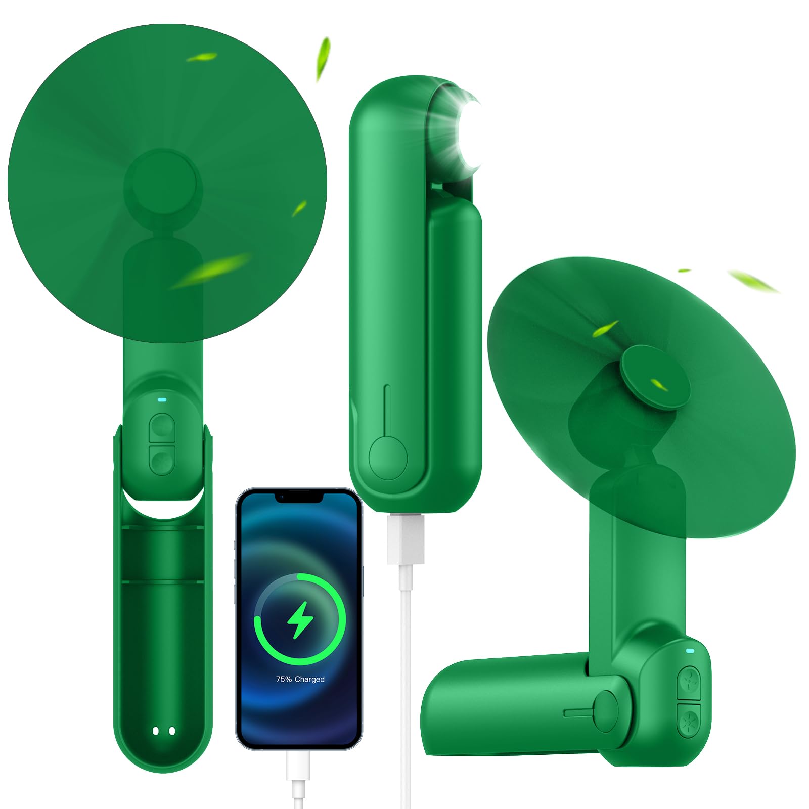 Nonlock Portable Handheld Fan,4 In 1 Personal Foldable Pocket Fan With Power Bank, Small Hand Fan With Flashlight,Mini Desk Fan