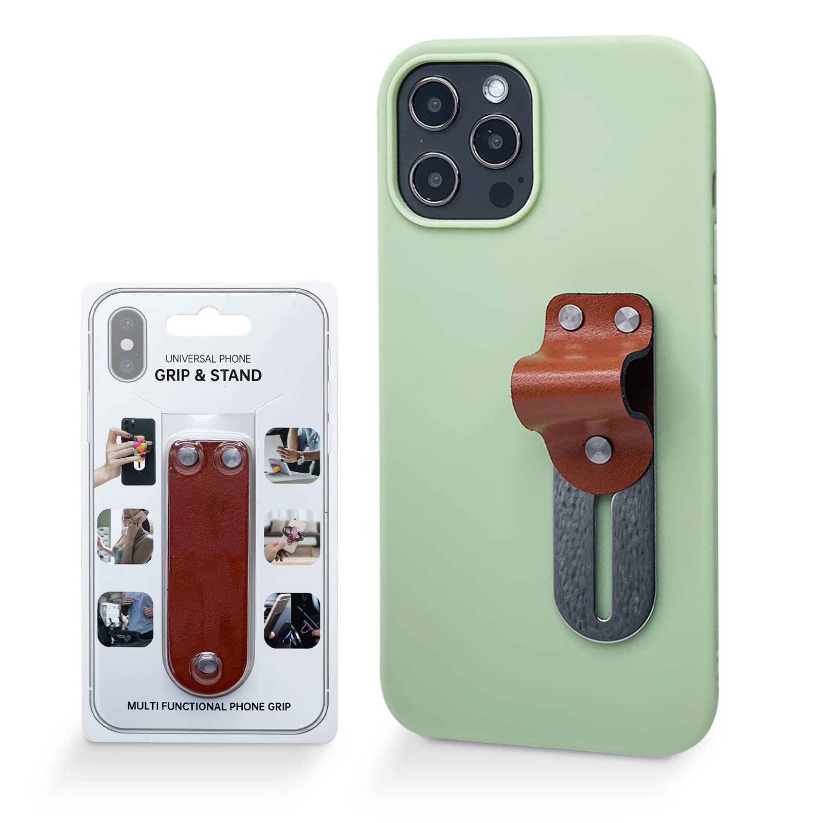 Phone Strap Grip Holder Finger [KN FLAX] Cell Phone Grip Telescopic Phone Finger Strap Stand Universal Finger Kickstand for Most