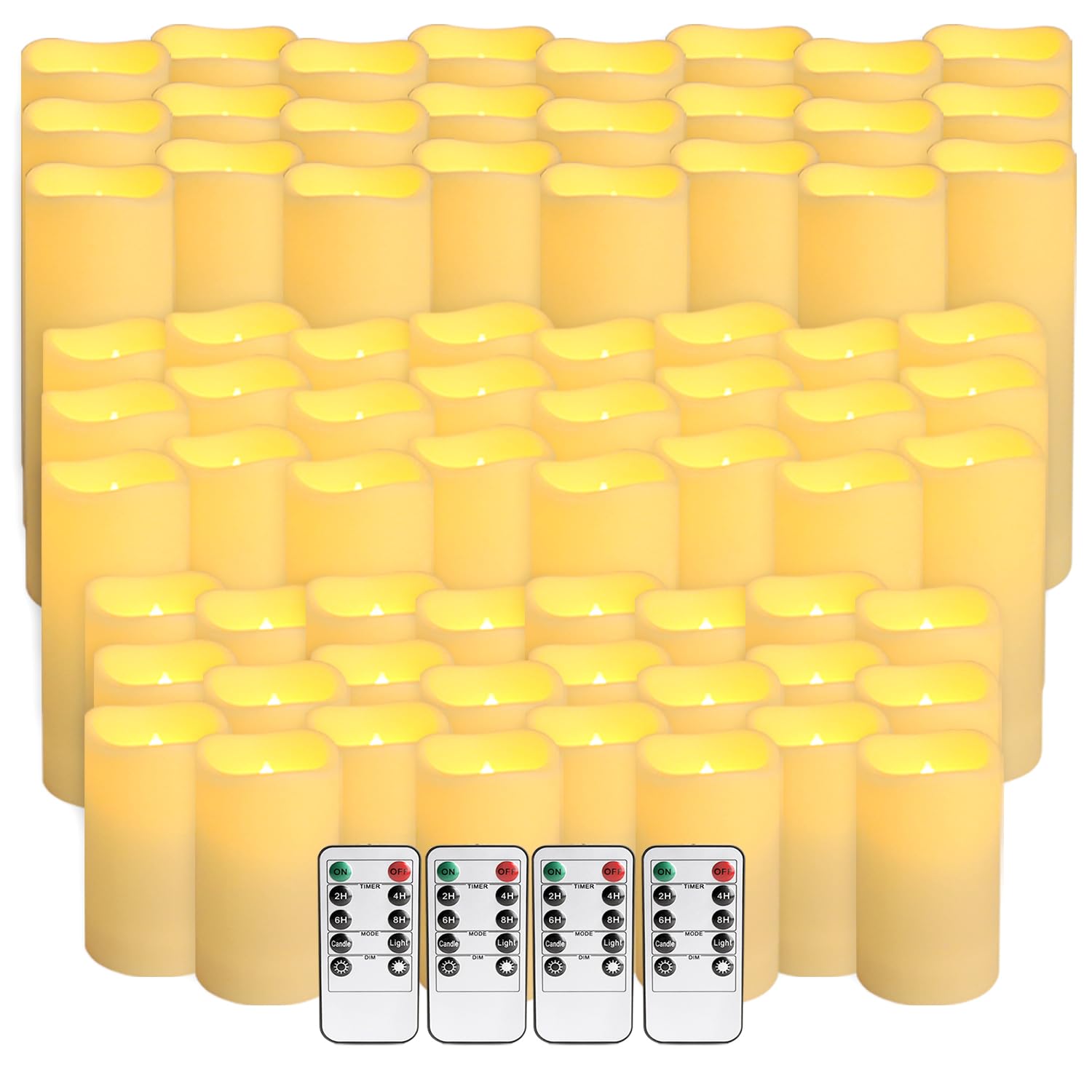 pliadvbu Flameless LED Candles 72 Pack, Outdoor Realistic Waterproof Votive Candles with 4 Remote Control and Timer for Hallowee