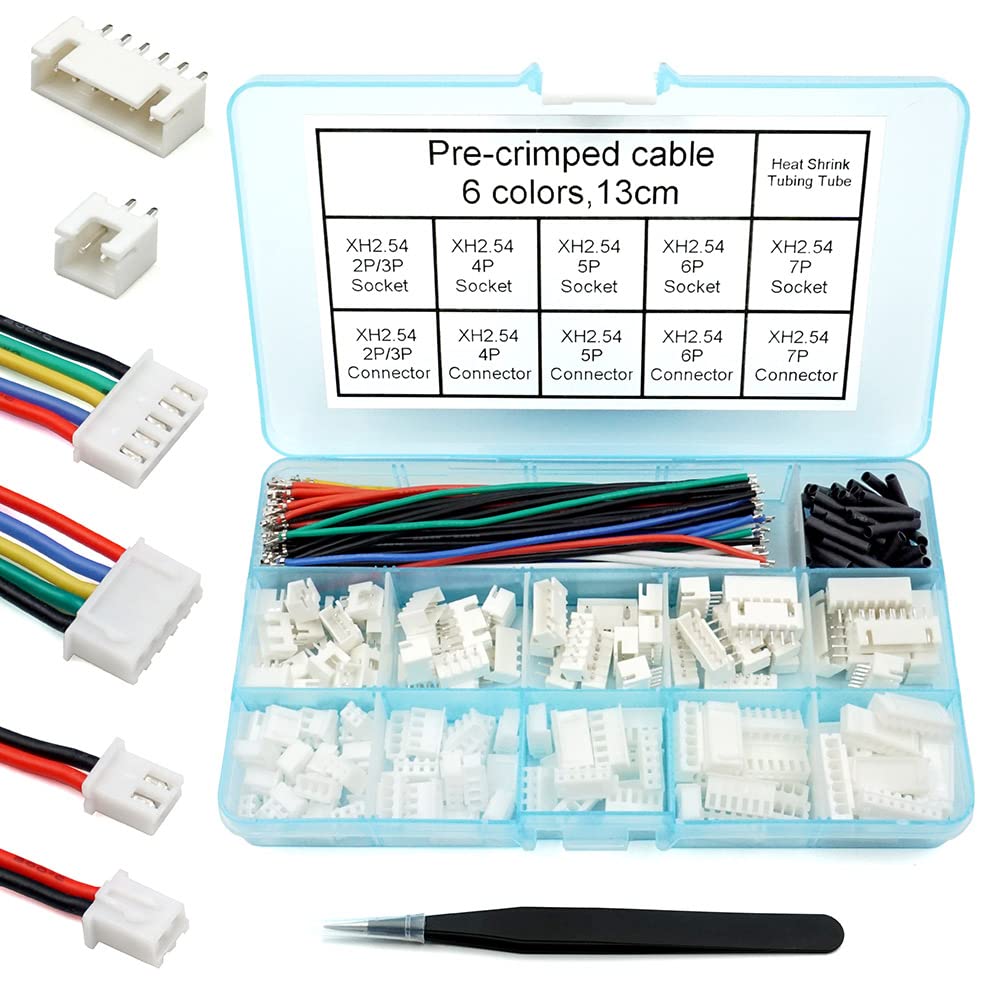2.54Mm Xh Connector Socket Kit With Pre Crimped Cable Wire 2/3/4/5/6/7 Pin Housing Jst Adapter Cable Male And Female Compatible