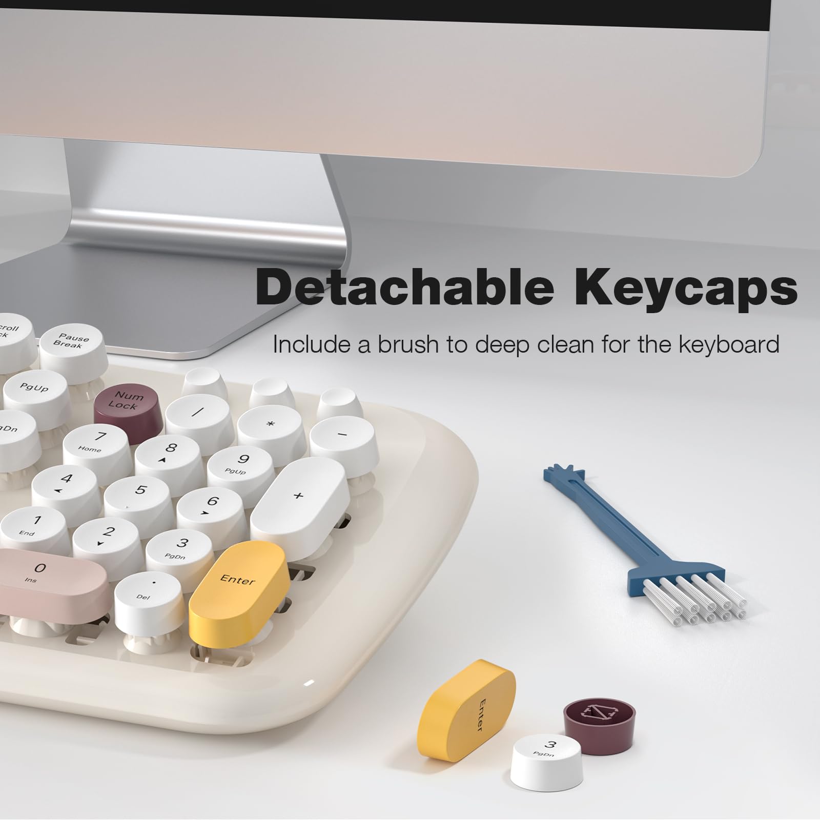 Mofii Wireless Keyboard And Mouse Combo, 2.4G Full Size Retro Typewriter Computer Keyboard And 3 Level Adjustable Wireless Mouse