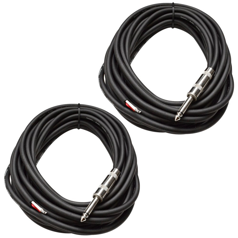 Seismic Audio Qrw25Pair 25-Feet Raw Wire To 1/4-Inch Speaker Cable, 16 Guage, Pa/Dj/Home Audio