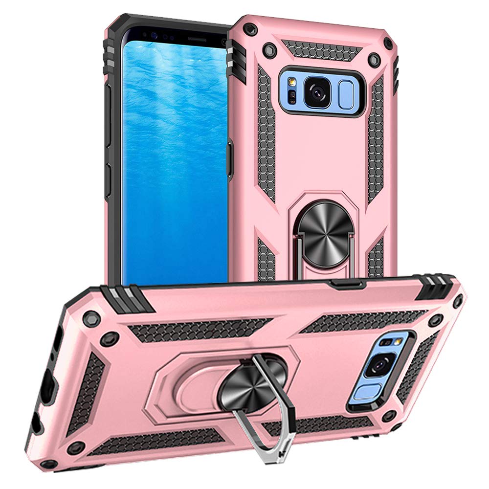 Yiakeng Samsung Galaxy S8 Case, Samsung S8 Phone Case, Military Grade Protective Cases with Ring for Samsung Galaxy S8 (Rose Gol