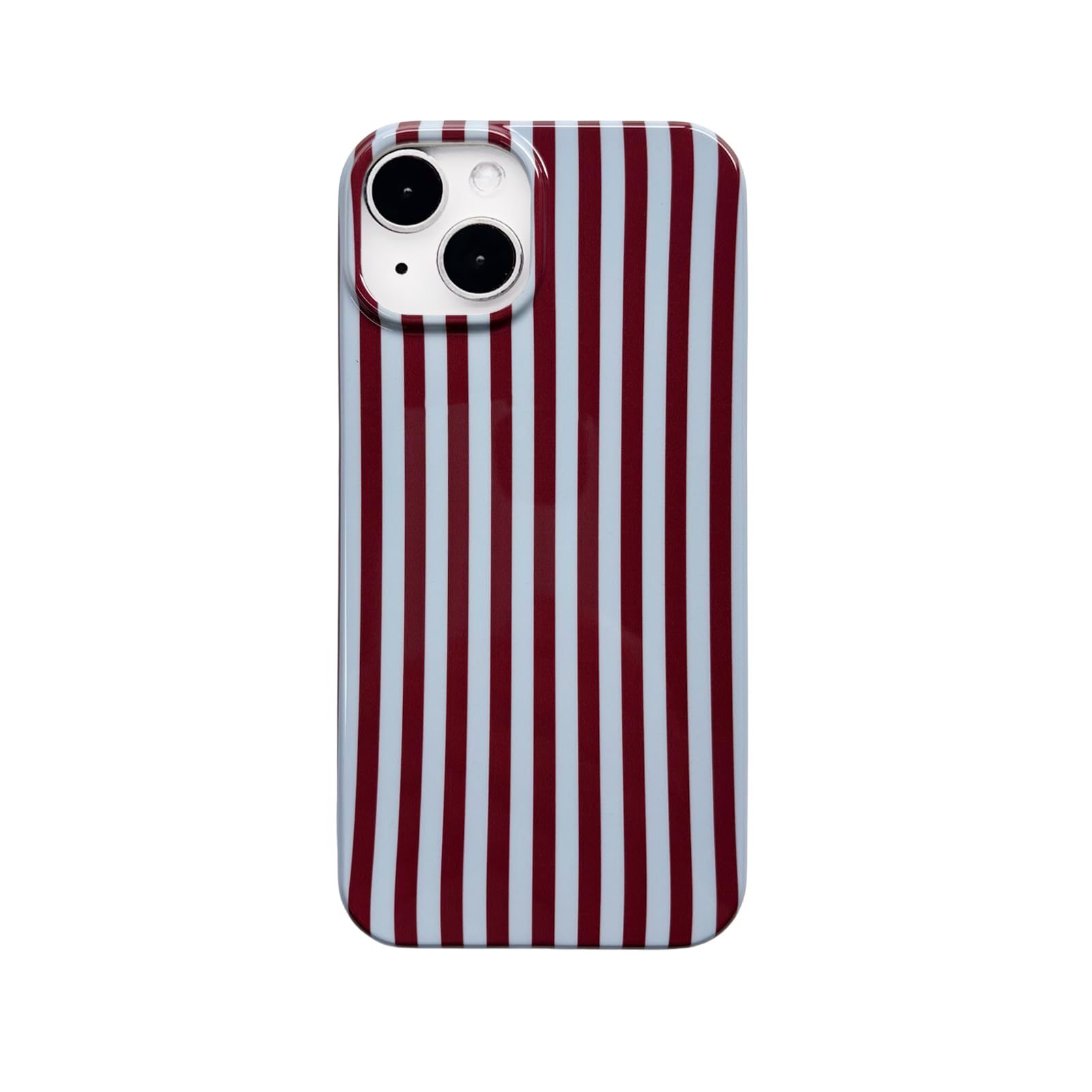 Reezaddin Blue and Brown Striped Phone Case for iPhone 15,Cute Aesthetic Retro Vertical Line Stripes Pattern Protective Trendy C