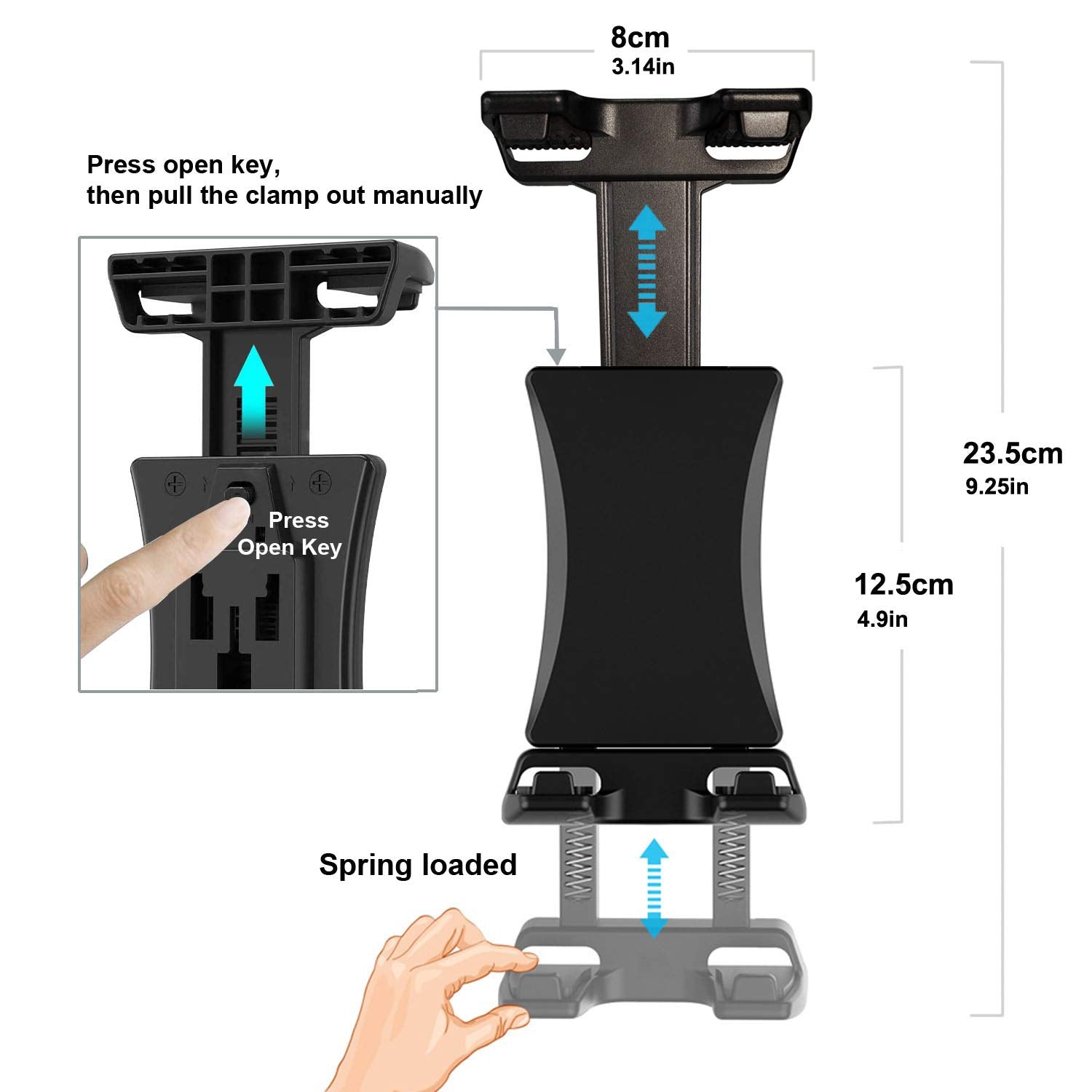 Ipad Tablet Tripod Mount Adapter 360 Degree Rotatable Universal Clamp Holder With Bluetooth Remote For Ipad Pro 12.9 11 10.5, Ip