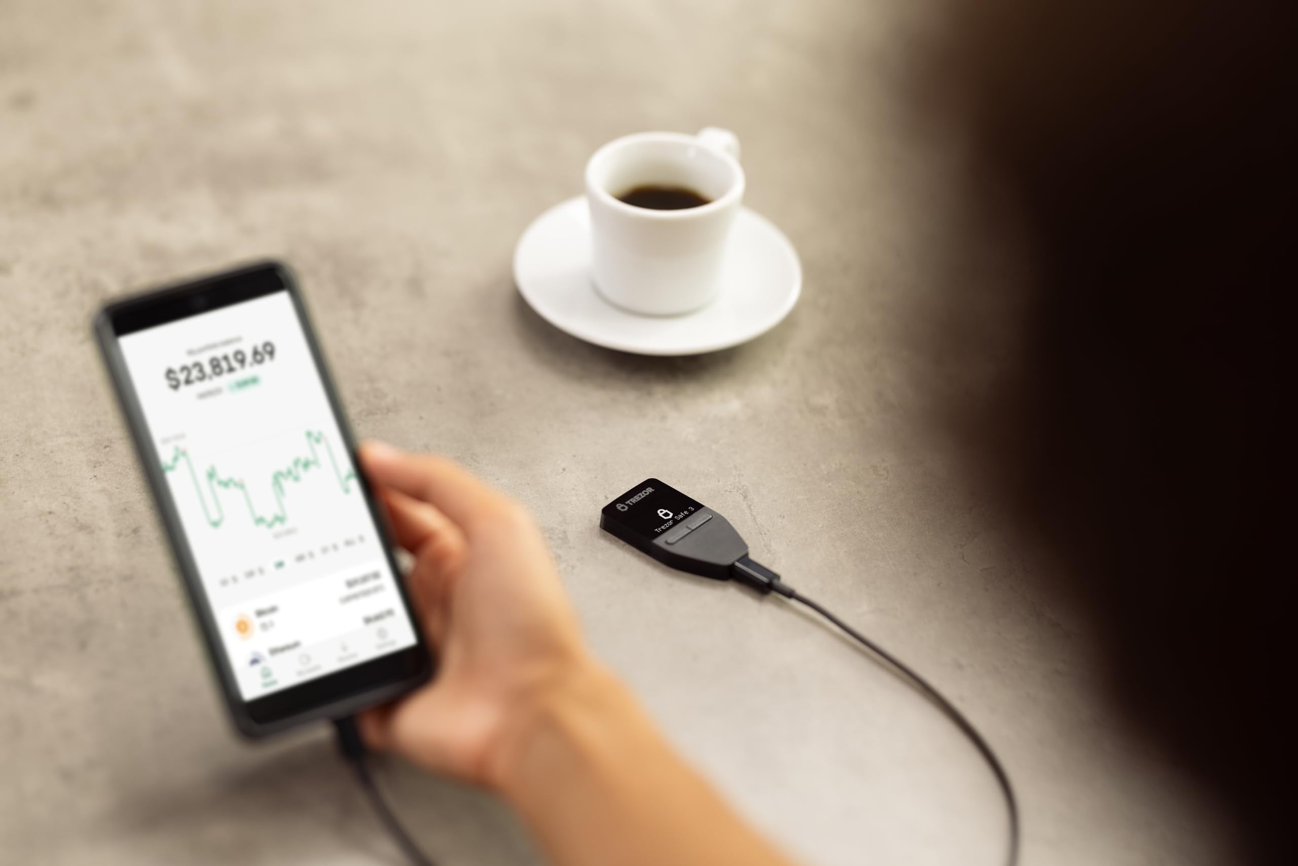 Trezor Safe 3   Passphrase & Secure Element Protected Crypto Hardware Wallet   Buy, Store, Manage Digital Assets Simply And Safely (Galactic Rose)