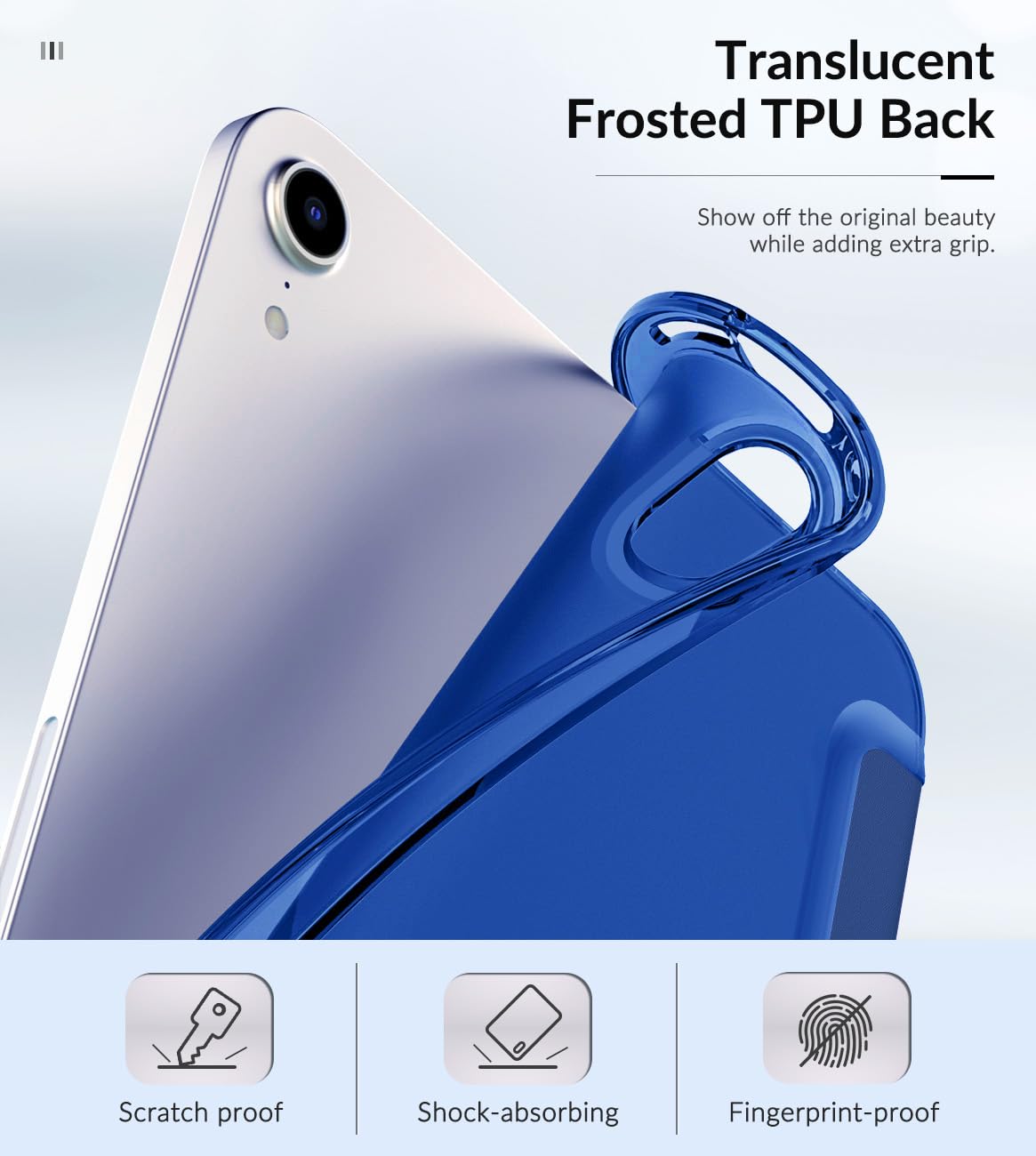 MoKo Case Fit New iPad Mini 7 (A17 Pro) 2024, iPad Mini 6th Generation Case 2021 (8.3 inch), iPad Mini 6 Case, Soft TPU Translucent Frosted Back Cover Case for iPad Mini 7th, Indigo