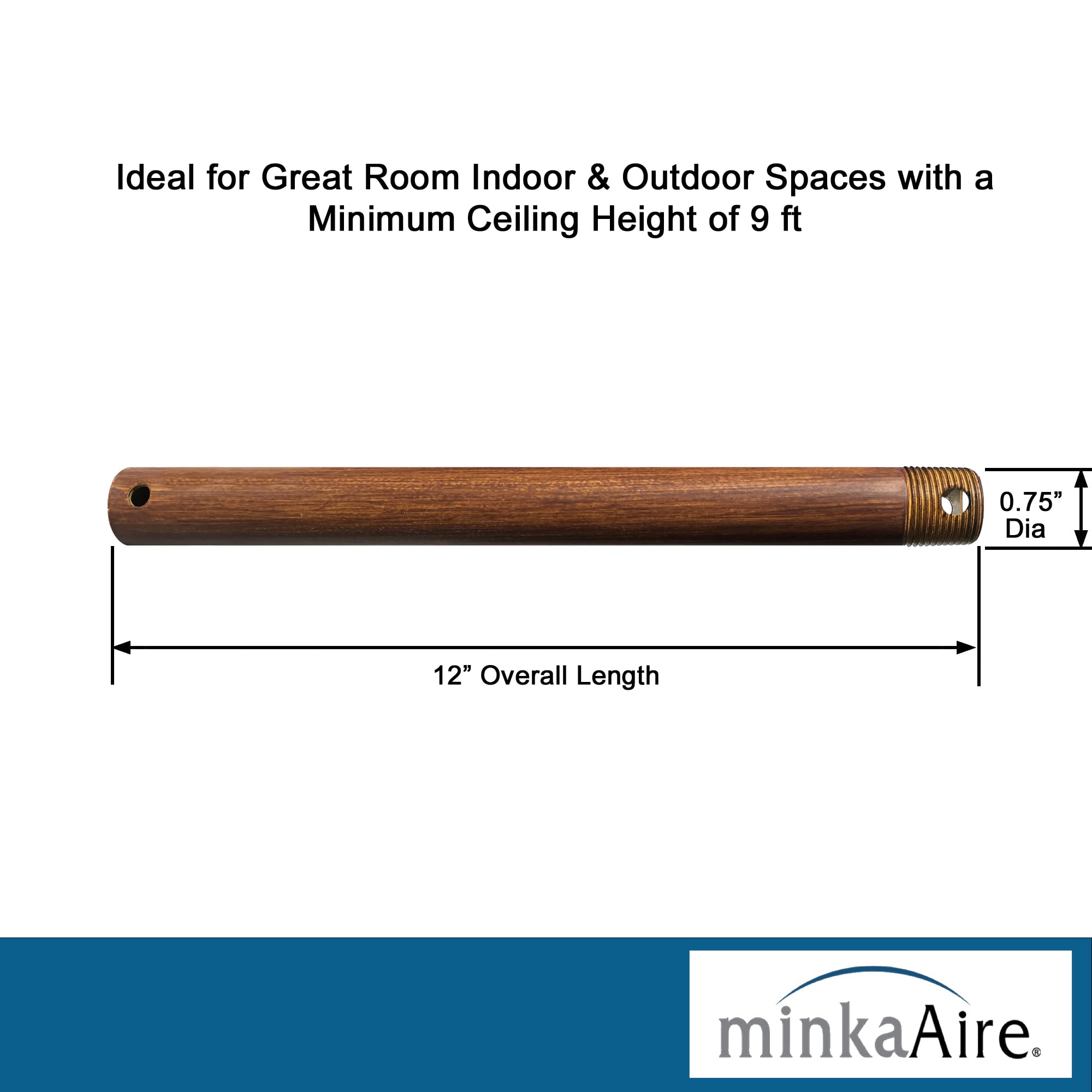 Minka-Aire 12 Inch Ceiling Fan Downrod - Distressed Koa - Dr512-Odk