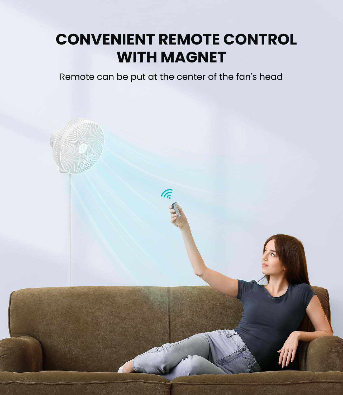 Lemoistar 10 Inch Wall Mounted Fan With Remote Control, 90 Oscillating, 4 Speeds, 4 Timer, Adjustable Tilt, 70 Inch Cord, Quiet,