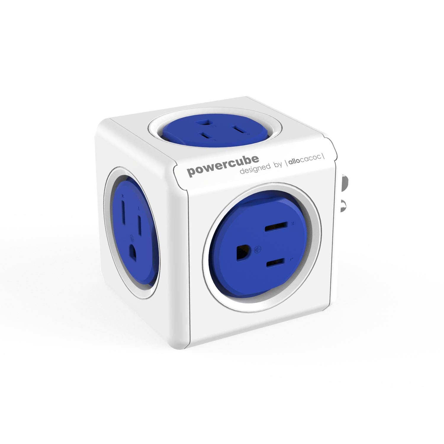 Allocacoc PowerCube Original 5 outlets, Surge Protector, Wall Plug, Charger, Outlet Multiplier, 15A 125V 1875W Max, Compact for