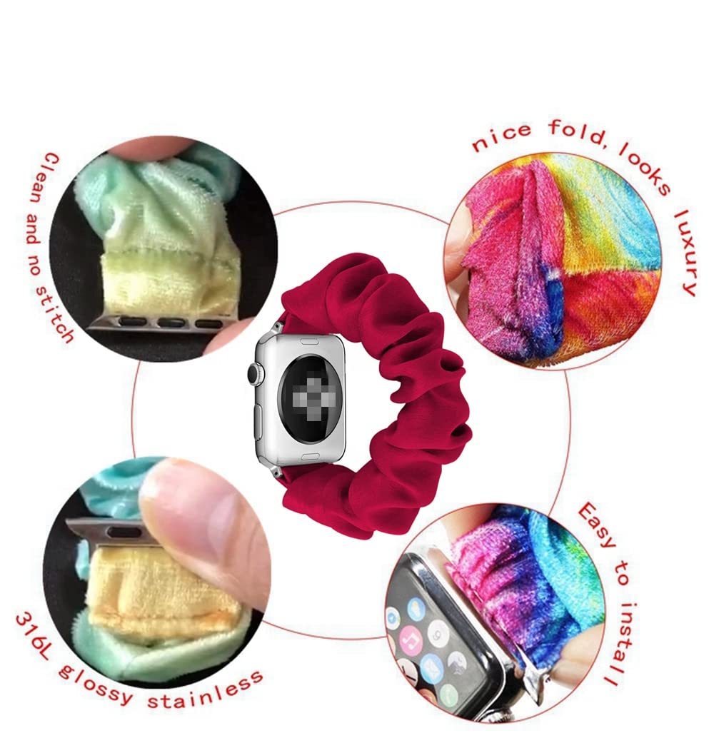Tomcrazy Scrunchie Elastic Watchband For Apple Watch Band Series 8 7 6 5 4 3, Watch Band For Iwatch 49Mm 45Mm 41Mm 38Mm 40Mm 42M