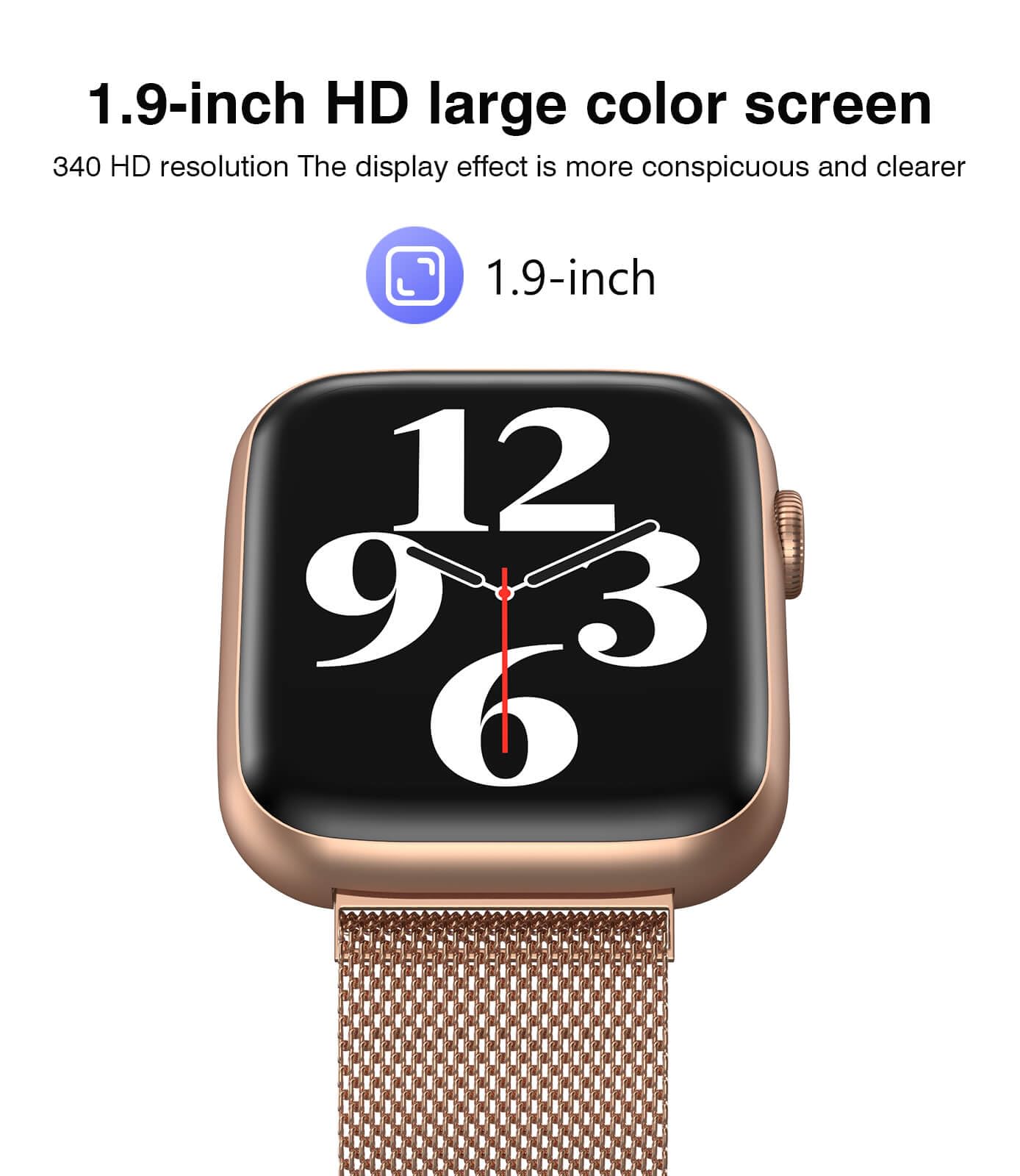 Smart Watches For Women (Answer/Make Calls), 1.9'' Hd Full Touch Screen, Fitness Tracker With Heart Rate Blood Oxygen Blood Pres