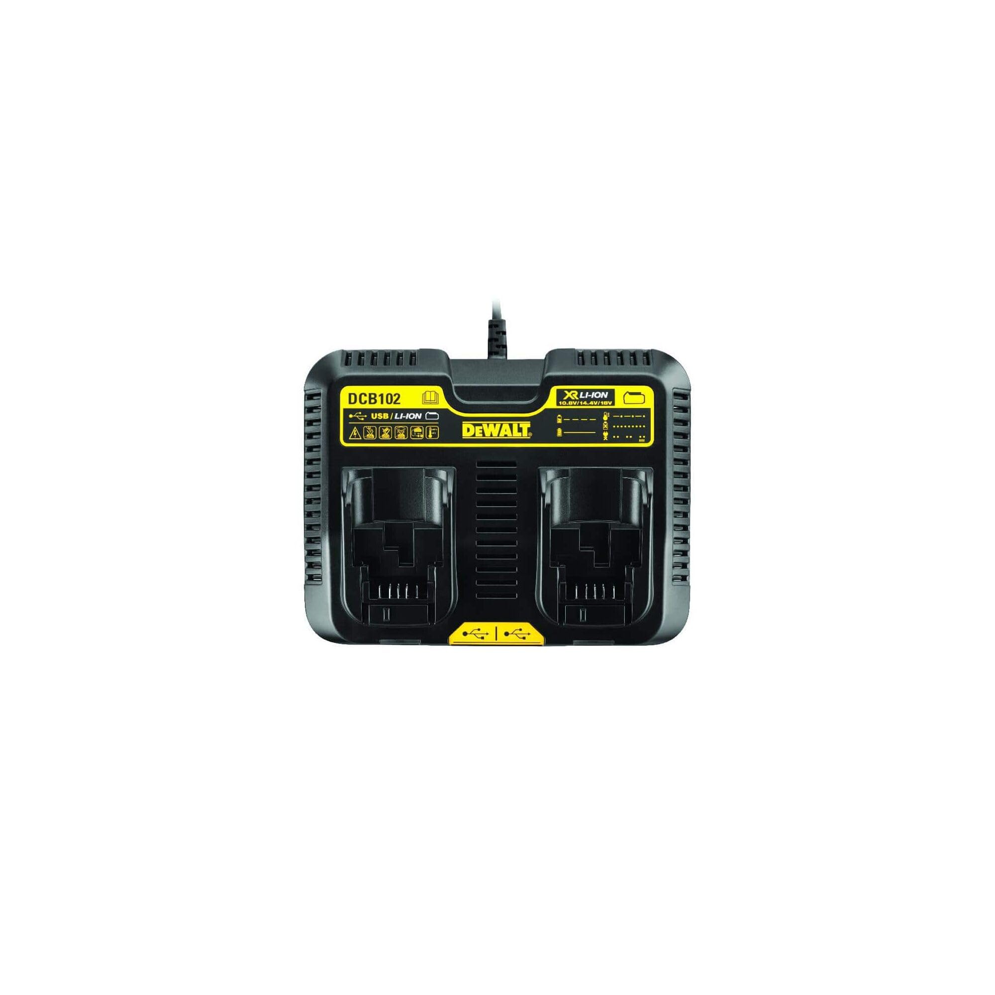 Dewalt 12/20V Max Battery Charger, Corded, Dual Charging Station, 2 Usb Ports Included (Dcb102)