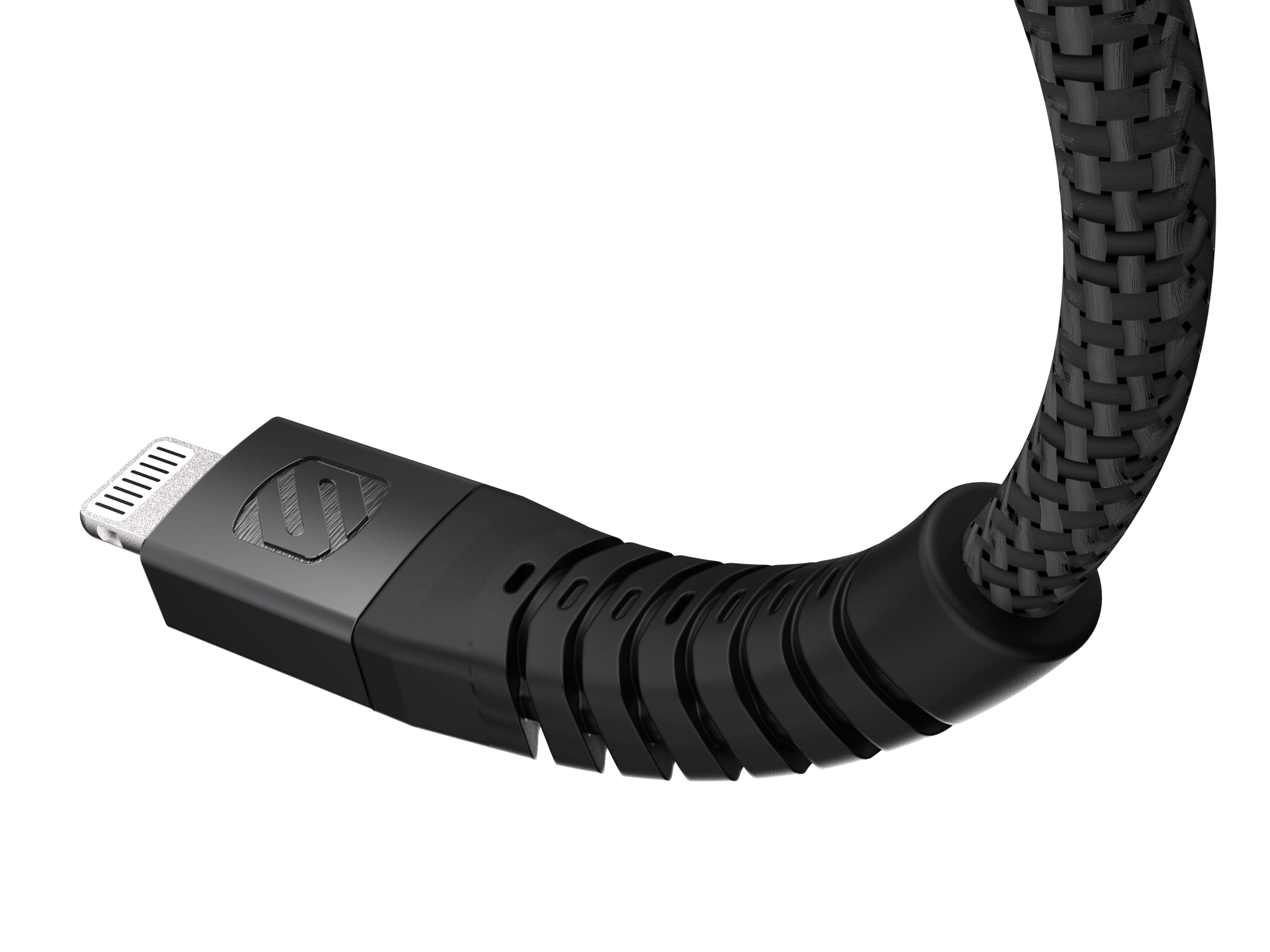 Scosche HDi3B10SG SP Strikeline Heavy Duty Premium USB to MFi Certified Lightning Charge & Sync Braided Cable 10 ft. Black/Space Gray