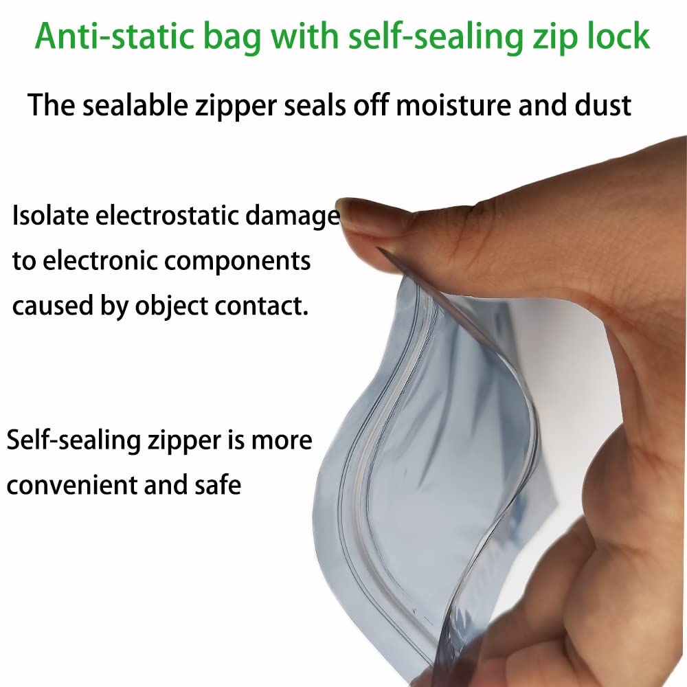 Mantianstar 50Pcs 5.9X7.8In/15X20Cm Anti Static Bags, Premium Resealable Antistatic Bags For Various Precision Parts, Electronic