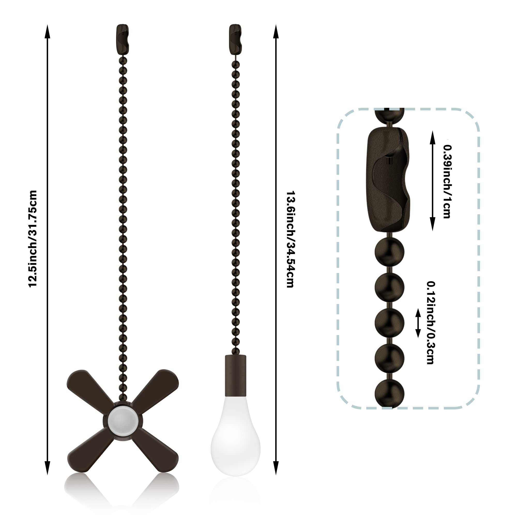 Aiigou Ceiling Fan Pull Chains With Decorative, 2 Pieces Of Orb Ceiling Fan Chain Extenders 13.6 Inches Fit All Standard Ceiling