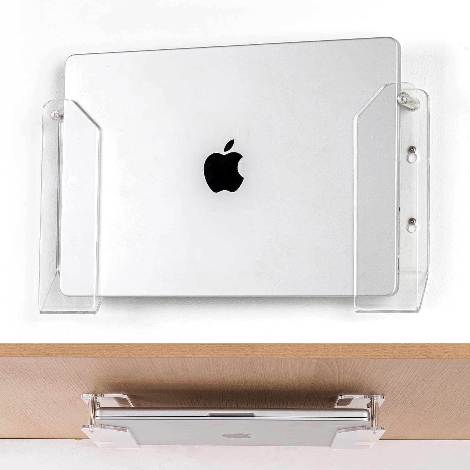 Siprde Wall Mount Laptop Holder   Also Available As An Under Desk Laptop Mount, Clear Acrylic, With Adhesive & Screw, For Macboo