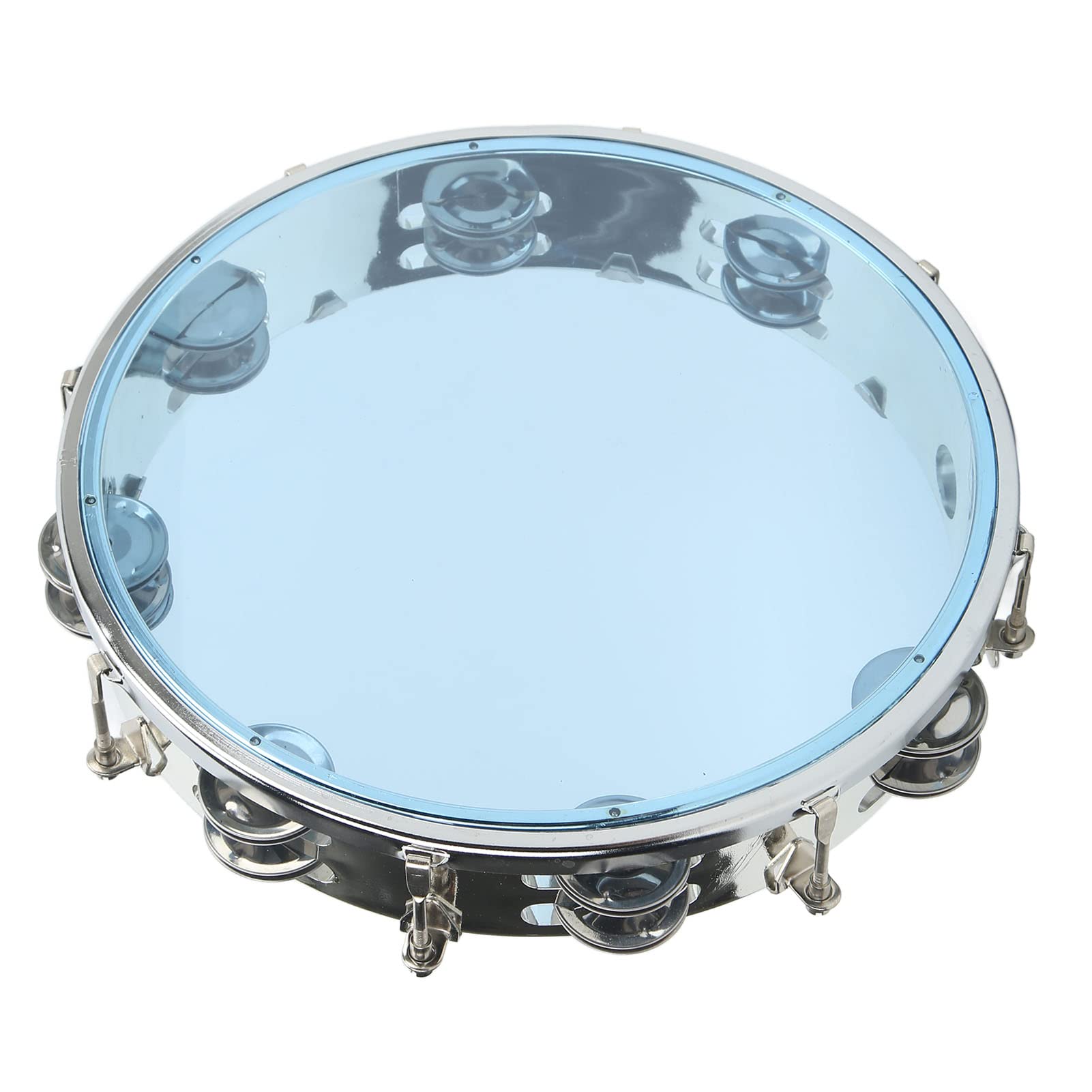 Alomejor Hand Drum, ABS Metal Tambourine, Scratch, Long Service, Wide Accessibility, 10 Inch for Birthday Party (Blue)