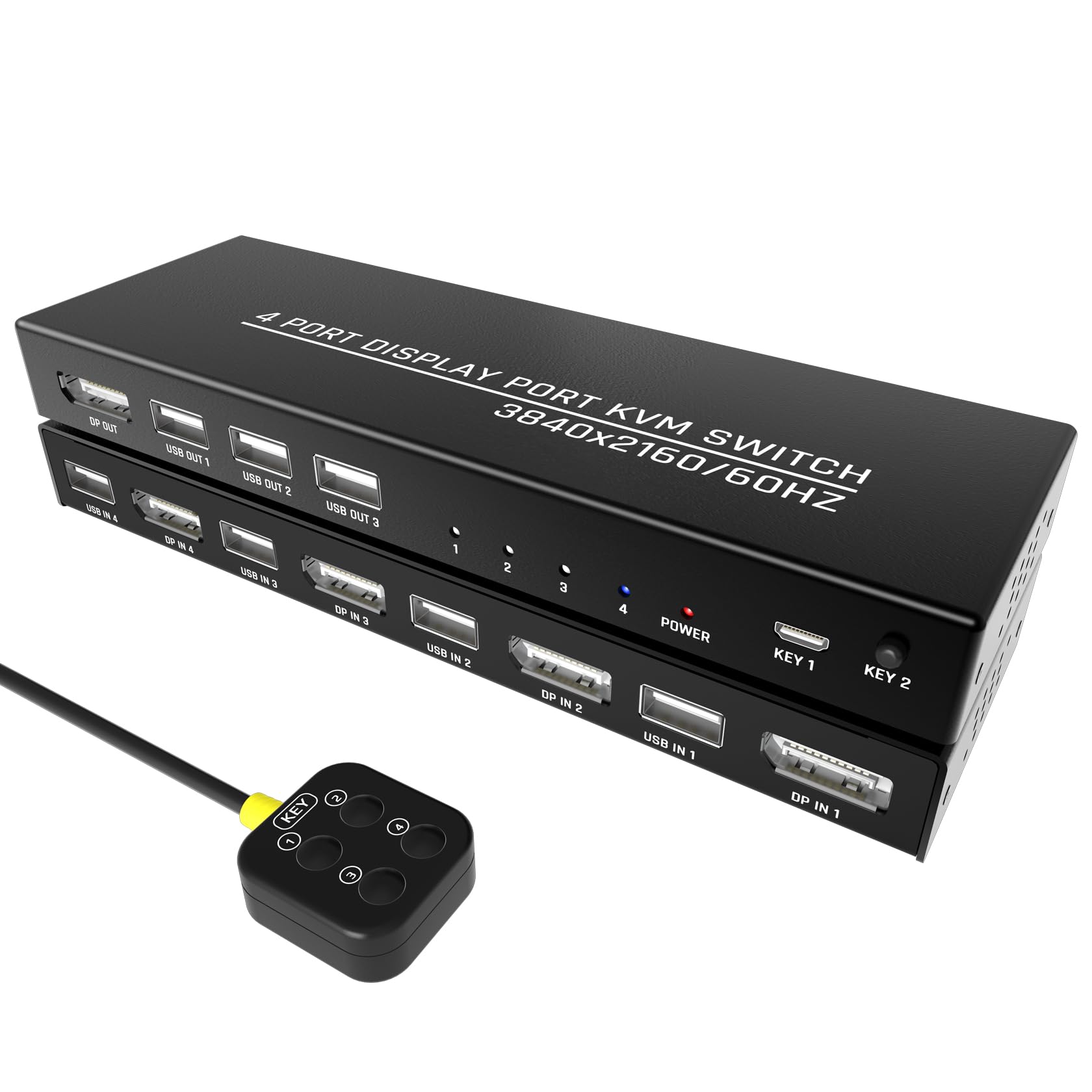 Diamondtiger Kvm Switch 4 Computers   Kvm Switch Displayport, One Monitor Switch To Share Mouse, Keyboard, Printer, Usb 2.0 Devi