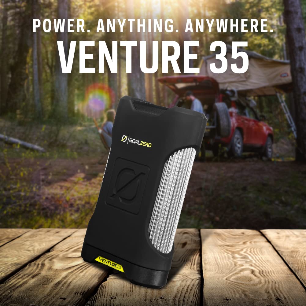 Goal Zero Venture 35 Portable Charger Power Bank 9600Mah 18W Usb C Power Delivery Port 2 Usb Outputs Ip67 Rating 50 Lumens Flash