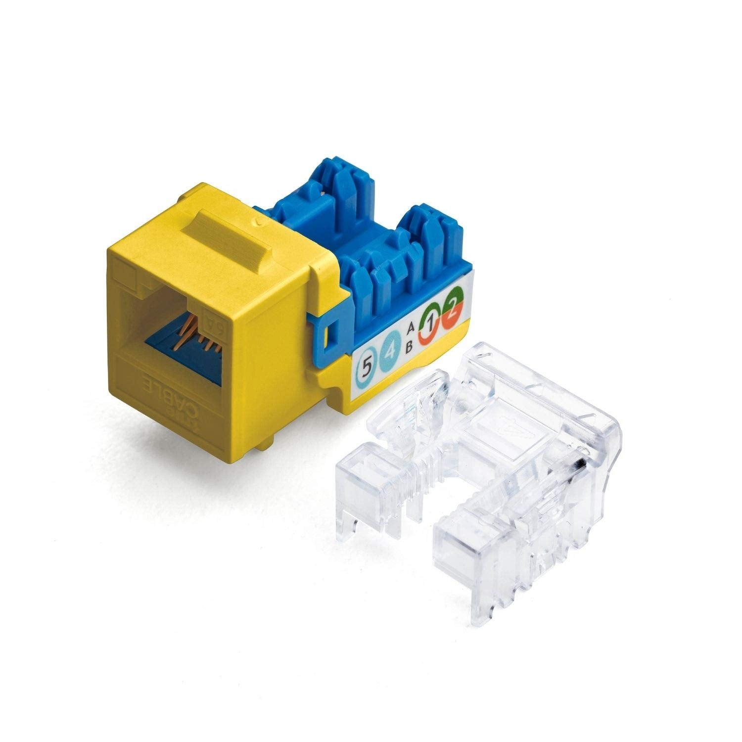Truecable Cat6A Keystone Jack, Unshielded (Utp), 90 Degree Punch Down, Poe++ (4Ppoe), Ul Listed, Etl Verified, Ansi/Tia Certified, Modular Rj45 Female, Yellow, 48 Pack