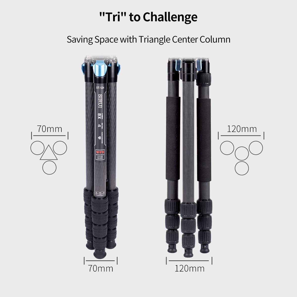 Sirui St 125+Va 5 Carbon Fiber Tripod With Fluid Video Head, Triangular Centre Column, Waterproof, Travel Tripod For Cameras, 4