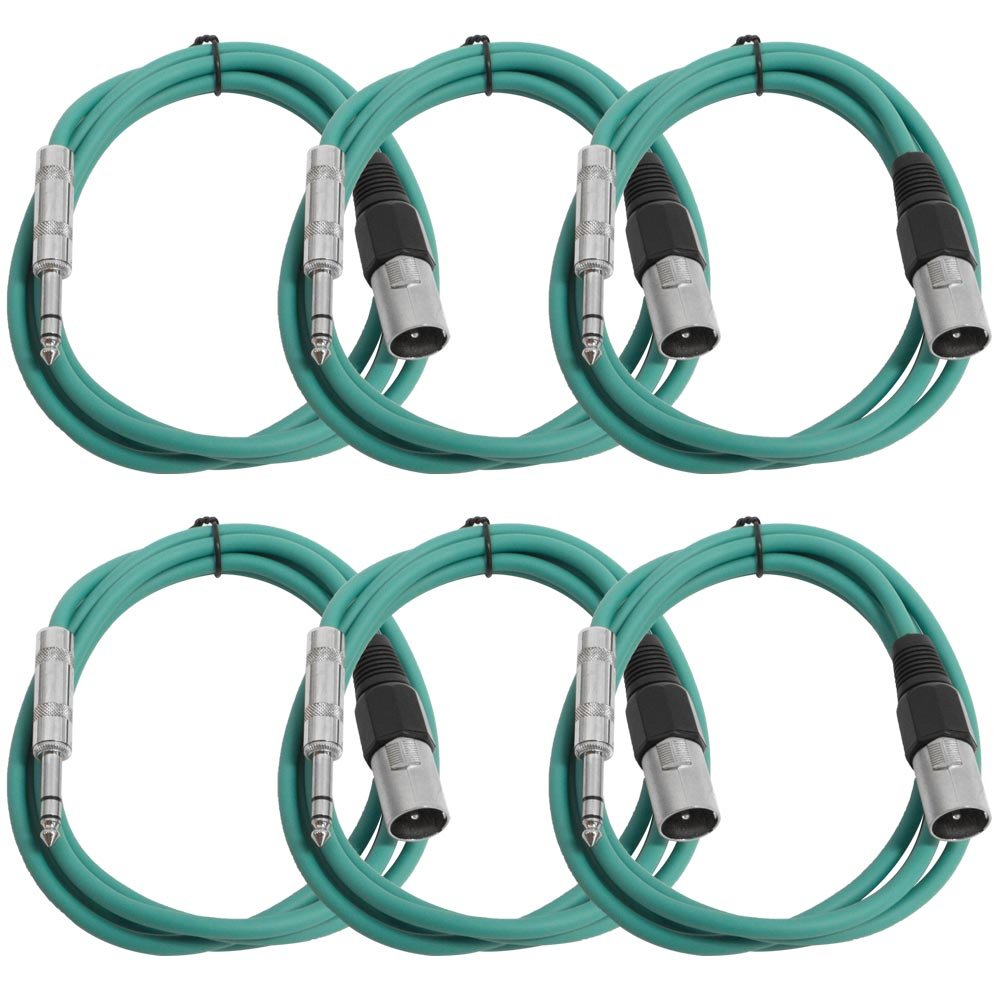 Seismic Audio SATRXL-M6Red6 6-Feet XLR Male to 1/4-Inch TRS Patch Cables - Red