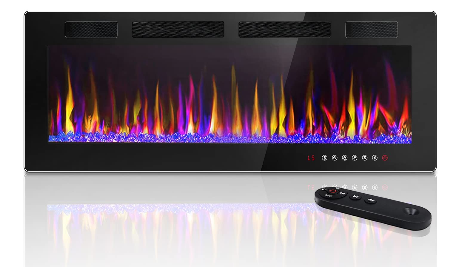 Lemberi 42 Inch Electric Fireplace Recessed And Wall Mounted,750/1500W Fireplace Heater And Linear Fireplace With Touch Screen C