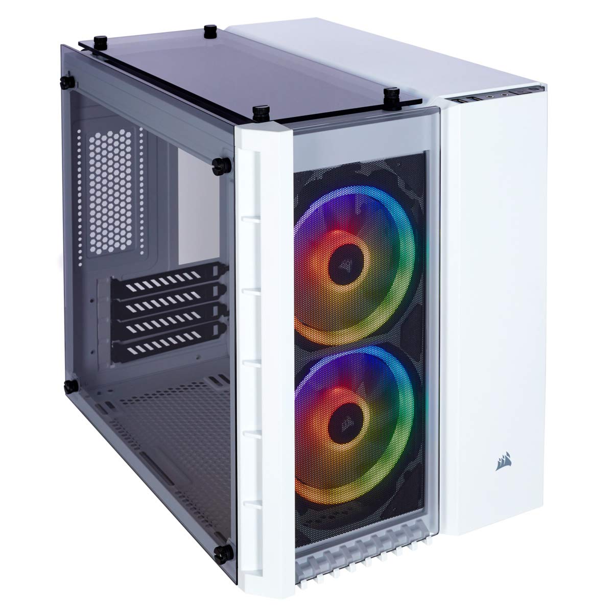 CORSAIR Crystal 280X RGB Micro-ATX Case, 2 RGB Fans, Lighting Node PRO Included, Tempered Glass - White