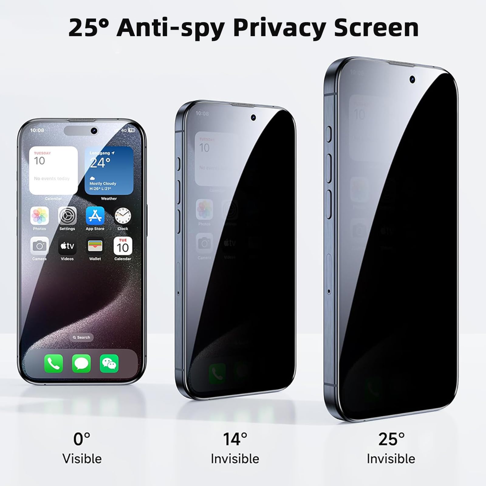 Avoar 2 Pack Privacy Screen Protector For Iphone 14 Pro Max, [Auto Alignment Kit] 6.7 Inch Tempered Full Screen Glass, Auto Dust