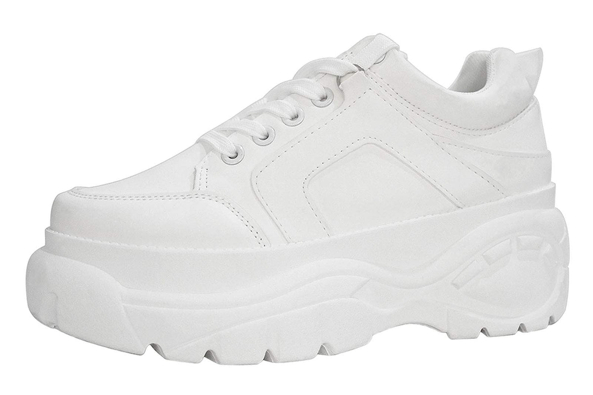 Lucky Step Women Chunky Platform Dad Colorblock White Neon Green Fuchsia Hologram Silver Casual Lace Up Walking Sneakers(White,